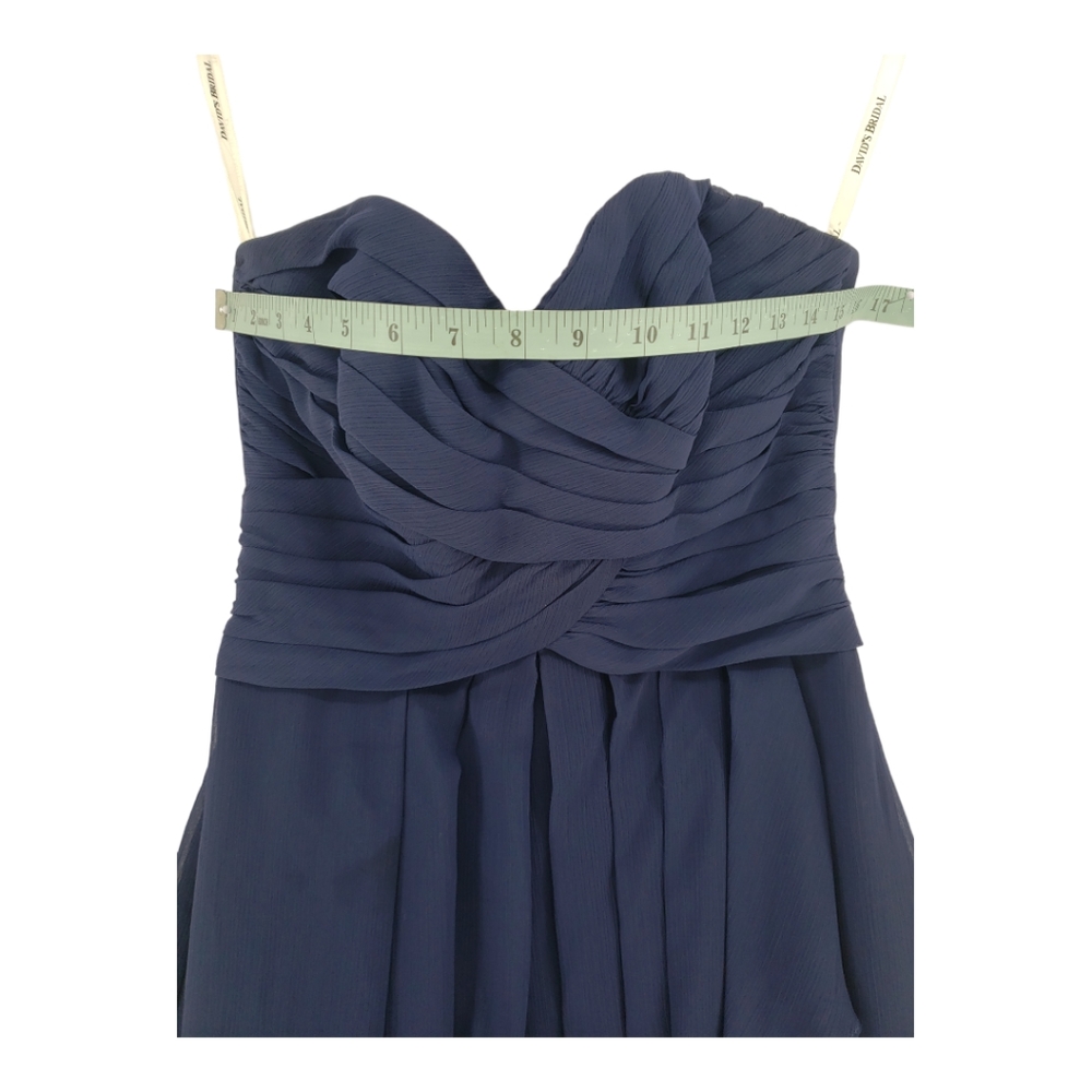 David's Bridal Strapless Sweetheart Neckline Short Dress Size 2 in Navy - Picture 6 of 13